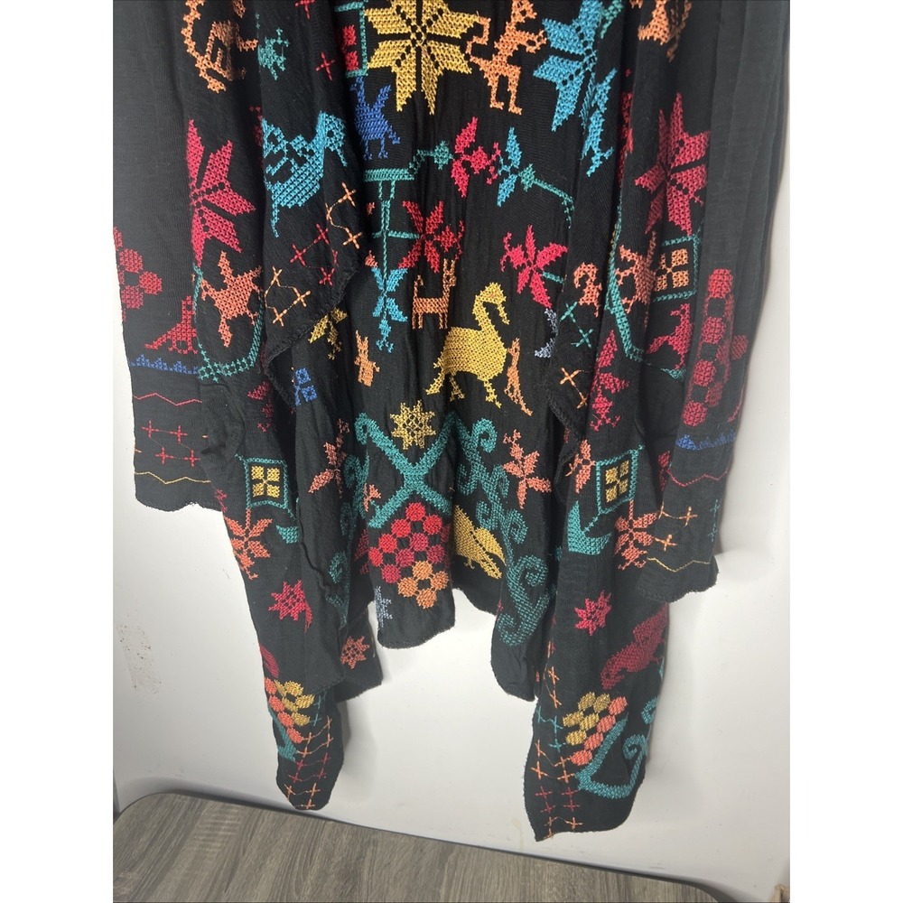 Johnny Was Sweater Kimono Embroidered Floral Cardigan VTG Duster Pockets Sz S - Picture 8 of 16